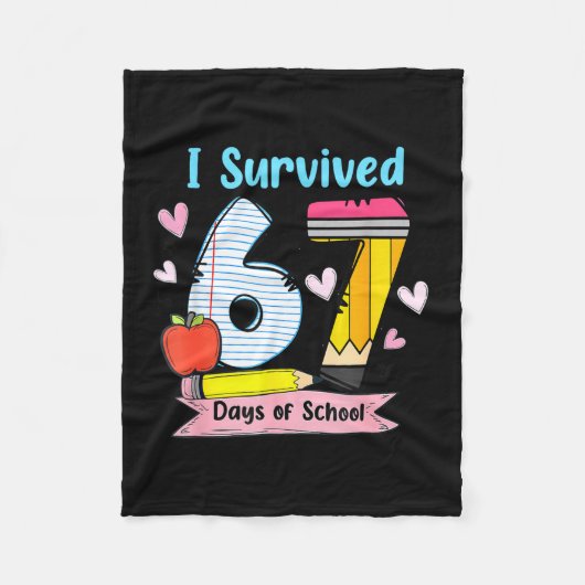 I Survived 67 Days Of School, Funny Teachers Stude Fleece Deken (Voorkant)