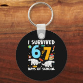 I Survived 67 Days Of School Funny Teachers Studen Sleutelhanger (Voorkant)