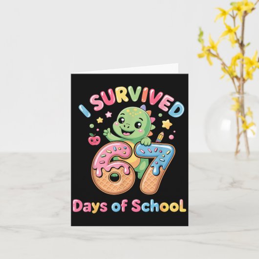 I Survived 67 Days Of School Ice Cream Drip Dino R Kaart (Gele Bloem)