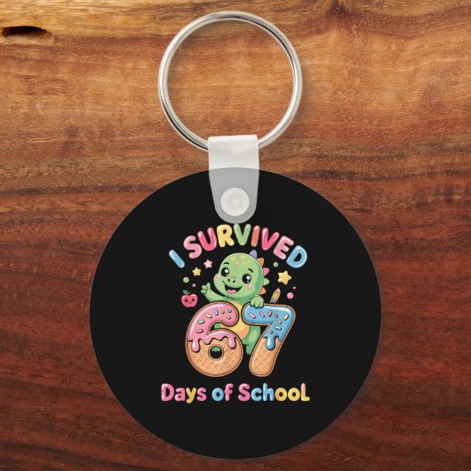 I Survived 67 Days Of School Ice Cream Drip Dino R Sleutelhanger (Voorkant)