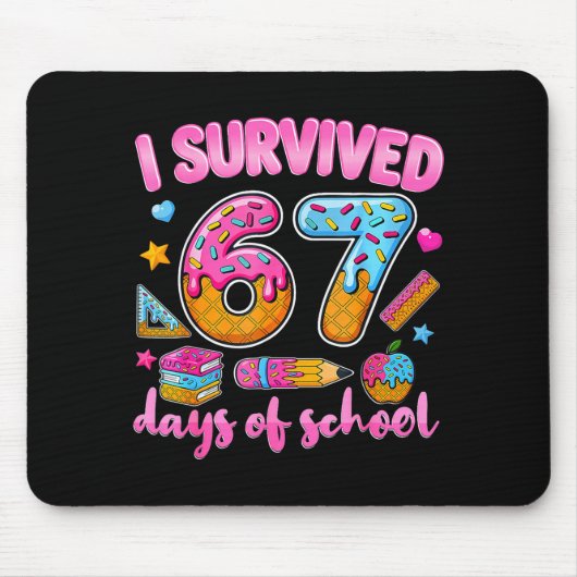I Survived 67 Days Of School Ice Cream Drip Teache Muismat (Voorkant)