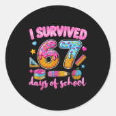 I Survived 67 Days Of School Ice Cream Drip Teache Ronde Sticker (Voorkant)