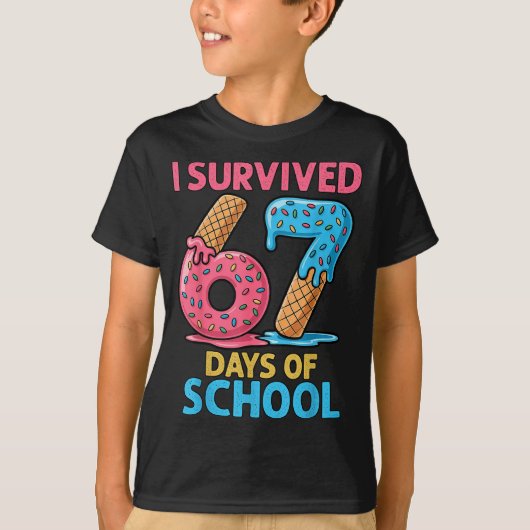 I Survived 67 Days Of School Ice Cream Six Seven T T-shirt (Voorkant)