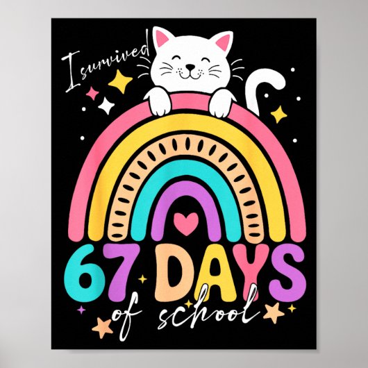 I Survived 67 Days Of School Kids Kitten Cat Cool  Poster (Voorkant)