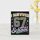 I Survived 67 Days Of School Meme Funny Student Te Kaart (Gele Bloem)