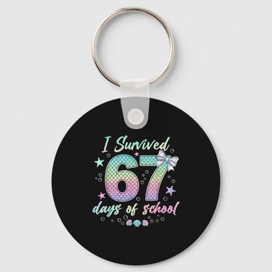 I Survived 67 Days Of School Mermaid Coquette Bow Sleutelhanger (Voorkant)