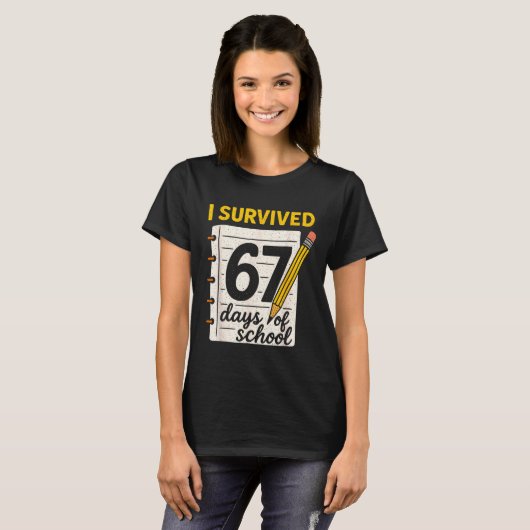 I Survived 67 Days Of School Six Seven Meme Studen T-shirt (Voorkant volledig)