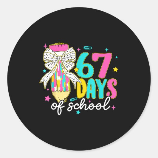 I Survived 67 Days Of School Six Seven Meme Teache Ronde Sticker (Voorkant)