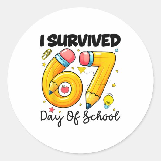 I Survived 67 Days Of School Six Seven Meme Teache Ronde Sticker (Voorkant)