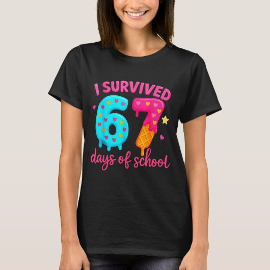 I Survived 67 Days Of School Six Seven Meme Teache T-shirt (Voorkant)