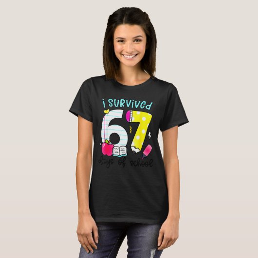 I Survived 67 Days Of School Six Seven Meme Teache T-shirt (Voorkant volledig)