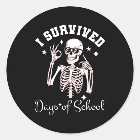 I Survived 67 Days Of School Skeleton Student Teac Ronde Sticker (Voorkant)