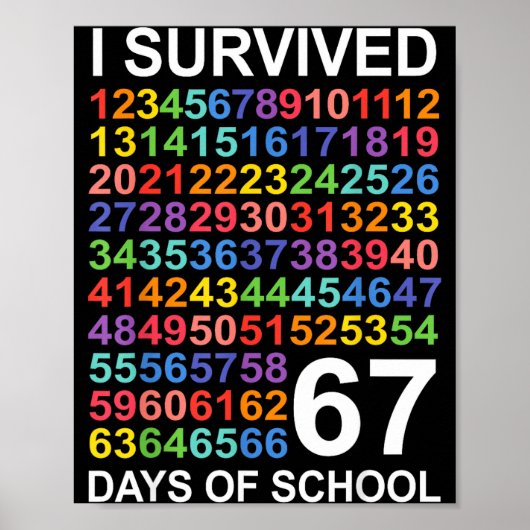 I Survived 67 Days Of School Students Teacher Numb Poster (Voorkant)