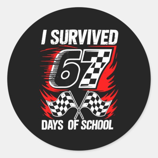 I Survived 67 Days Of School Students Teachers 100 Ronde Sticker (Voorkant)
