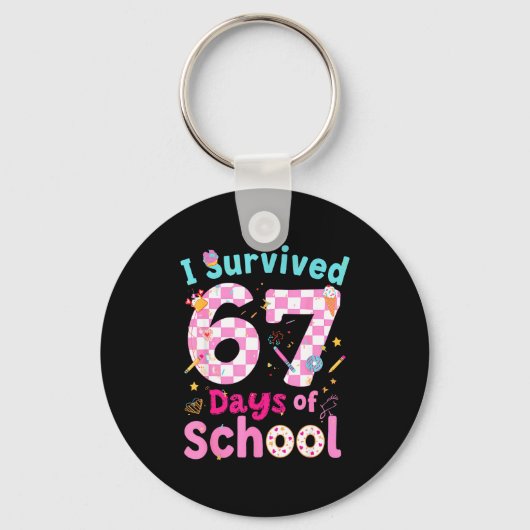 I Survived 67 Days Of School Students Teachers Cut Sleutelhanger (Voorkant)