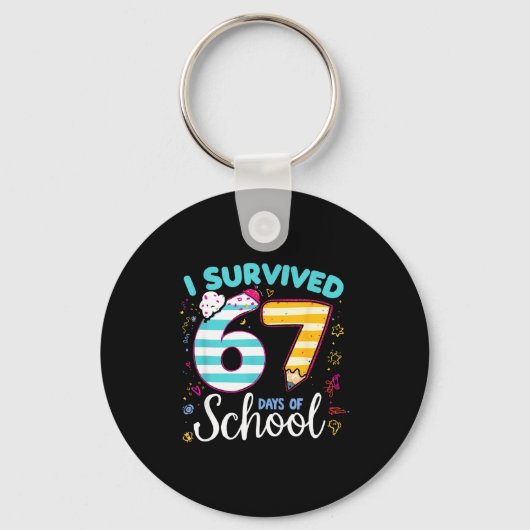 I Survived 67 Days Of School Students Teachers Cut Sleutelhanger (Voorkant)