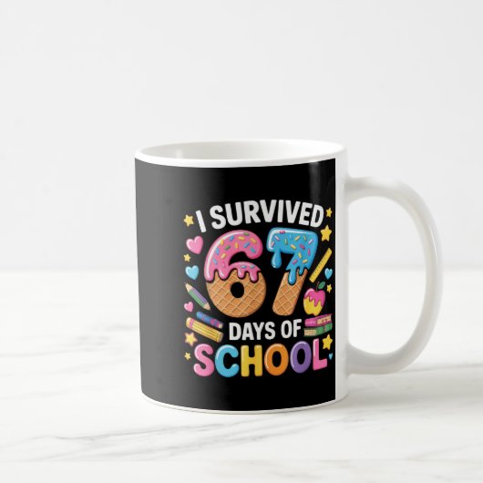 I Survived 67 Days Of School Teacher Student Ice C Koffiemok (Rechts)