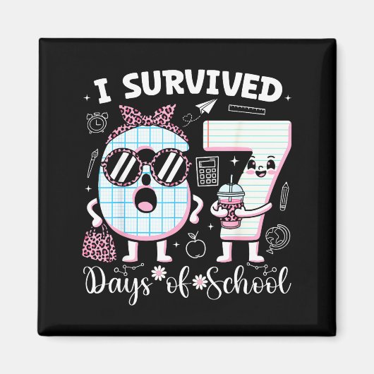 I Survived 67 Days Of School Teacher Student Leopa Magneet (Voorkant)