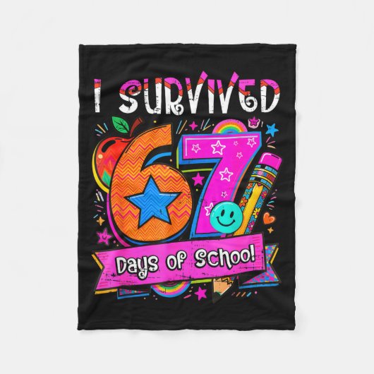 I Survived 67 Days Of School Teacher Student Six S Fleece Deken (Voorkant)