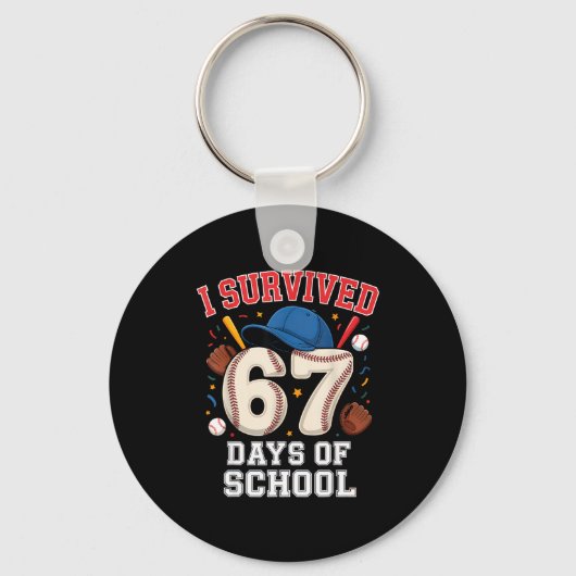 I Survived 67 Days Of School Teachers Students Bas Sleutelhanger (Voorkant)