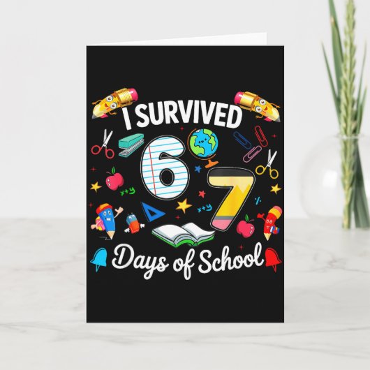 I Survived 67 Days Of School Teachers Students Boy Kaart (Voorkant)