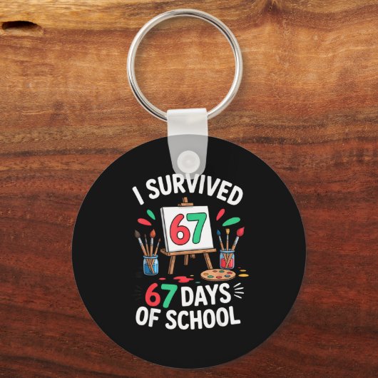 I Survived 67 Days Of School - Teachers Students M Sleutelhanger (Voorkant)