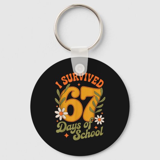 I Survived 67 Days Of School Teachers Students Ret Sleutelhanger (Voorkant)