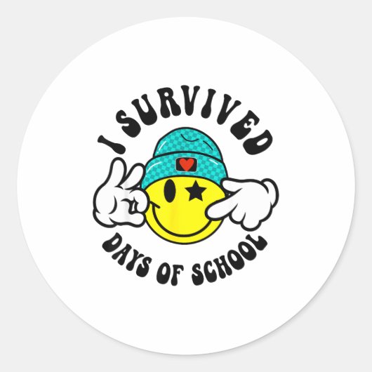 I Survived 67 Days Of School Teachers Students Six Ronde Sticker (Voorkant)