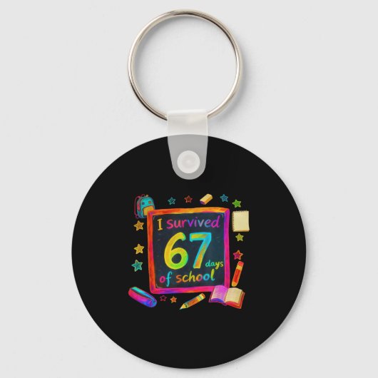 I Survived 67 Days Of School Teachers Students Six Sleutelhanger (Voorkant)