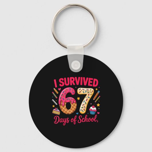 I Survived 67 Days Of School Teachers Students Tee Sleutelhanger (Voorkant)