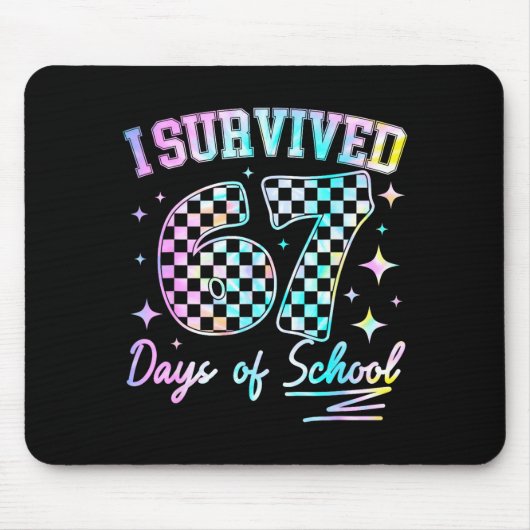 I Survived 67 Days Of School Tie Dye 67th Day Teac Muismat (Voorkant)