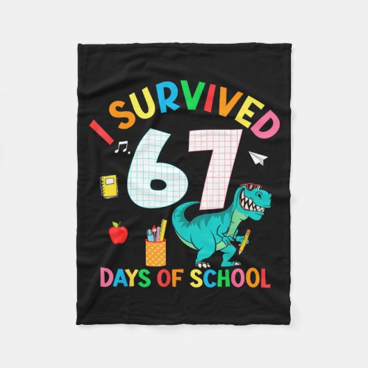 I Survived 67 Days Of School Trex Funny 67 Teacher Fleece Deken (Voorkant)