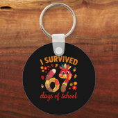 I Survived 67 Days Of School Turkey Thanksgiving T Sleutelhanger (Voorkant)