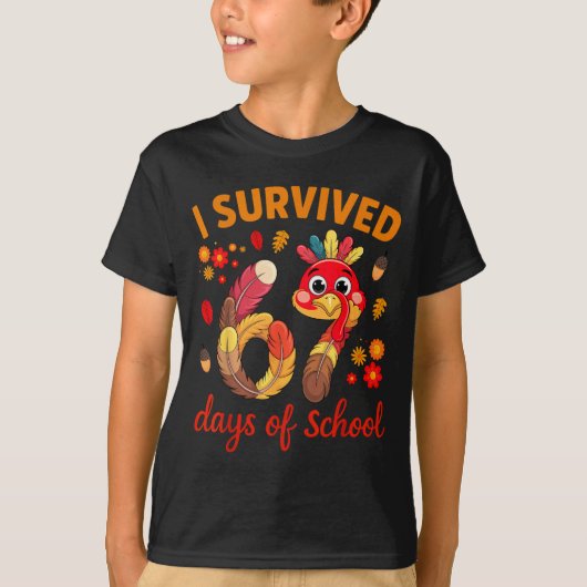 I Survived 67 Days Of School Turkey Thanksgiving T T-shirt (Voorkant)