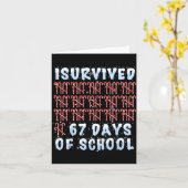 I Survived 67 Days Of School Xmas Candy Cane Tally Kaart (Gele Bloem)
