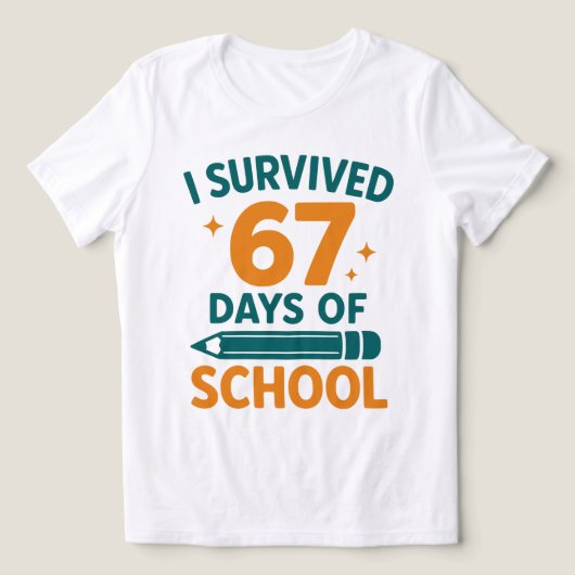I Survived 67 Days School Funny Meme Tri-Blend Shirt (Design voorkant)