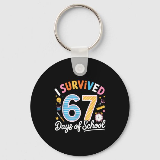 I Survived 67 Days School Funny Six Seven Meme Tea Sleutelhanger (Voorkant)