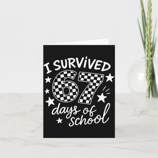 I Survived 67 Six Seven Days Of School Checkered B Kaart (Voorkant)