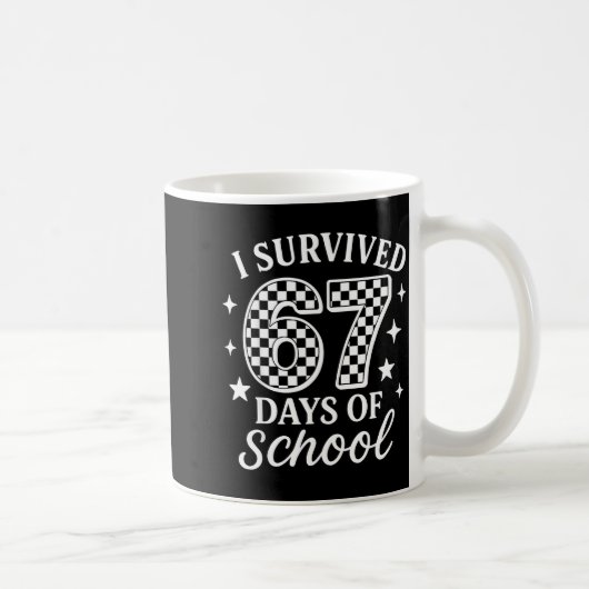 I Survived 67 Six Seven Days Of School Checkered B Koffiemok (Rechts)