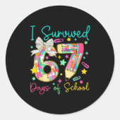 I Survived 67 Six Seven Days Of School Meme Teache Ronde Sticker (Voorkant)