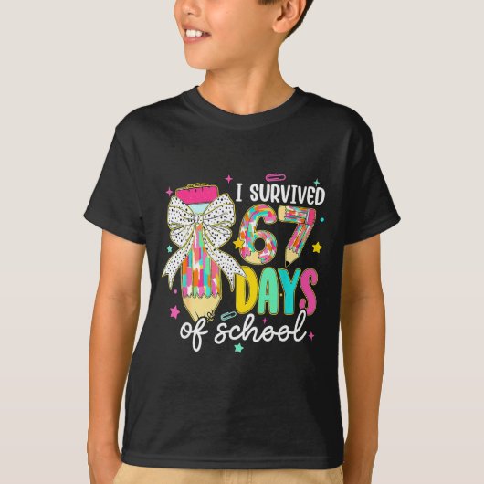 I Survived 67 Six Seven Days School Meme 100th Day T-shirt (Voorkant)