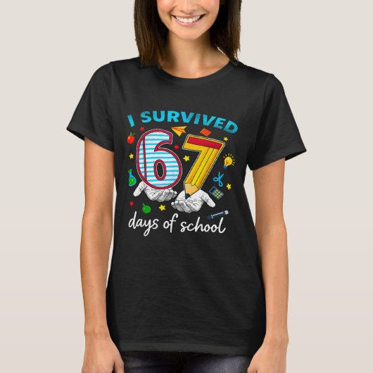 I Survived 67th Day Of School Six Seven Kids  T-shirt (Voorkant)