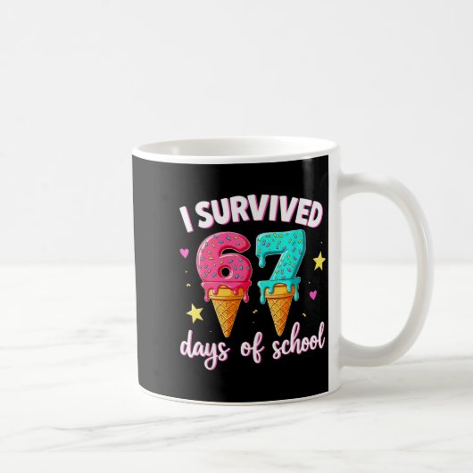 I Survived 67th Days School Drip Ice Cream Funny 6 Koffiemok (Rechts)