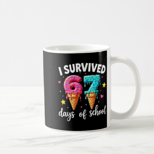 I Survived 67th Days School Drip Ice Cream Funny 6 Koffiemok (Rechts)