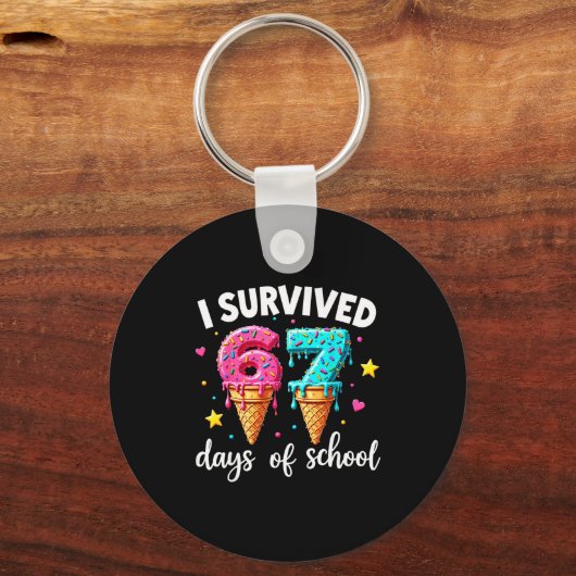 I Survived 67th Days School Drip Ice Cream Funny 6 Sleutelhanger (Voorkant)