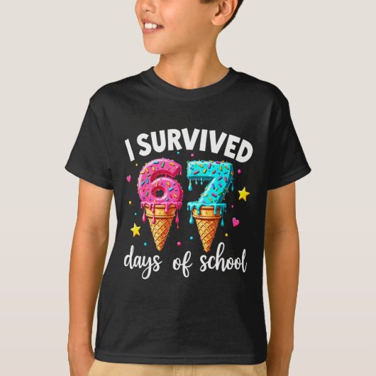 I Survived 67th Days School Drip Ice Cream Funny 6 T-shirt (Voorkant)