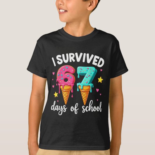 I Survived 67th Days School Drip Ice Cream Funny 6 T-shirt (Voorkant)