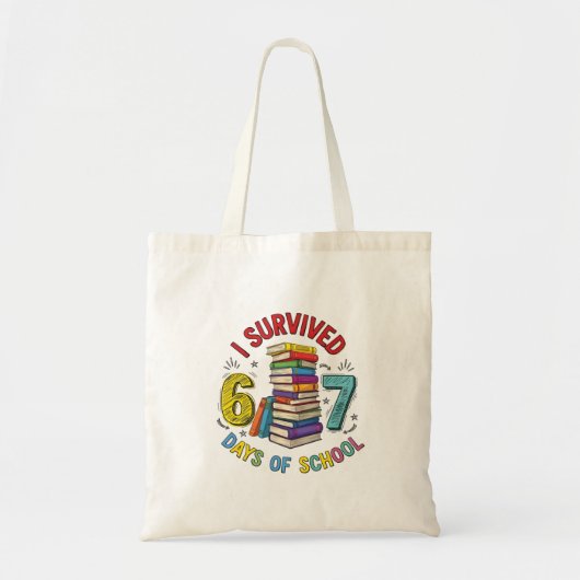 I Survived 6 7 Days of School 100th Days Of School Tote Bag (Voorkant)