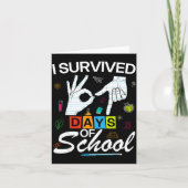 I Survived 6 7 Days Of School With Hands Funny Mem Kaart (Voorkant)