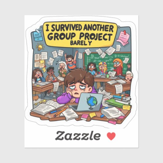 I Survived Another Group Project Barely Funny Sticker (Vel)